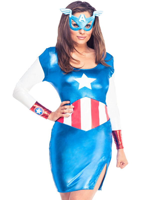 Captain America Dream Shiny Dress Costume